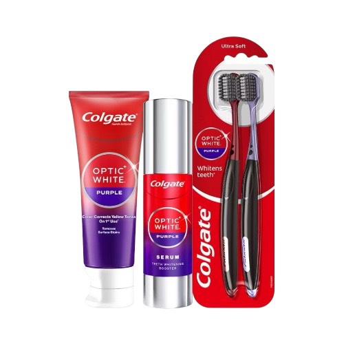 Colgate コルゲート ホワイトニングセット オプティックホワイト パープルセラム 【歯ブラシ付き】